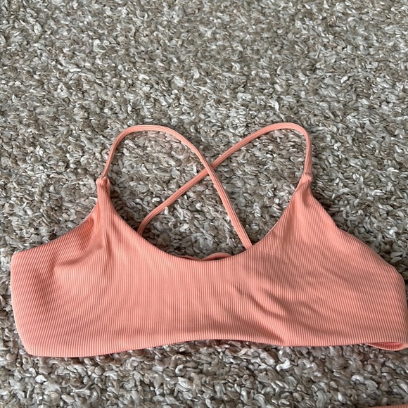 Shein Salmon/Peachey Pink 2 Piece Ribbed Bikini Set Sz S - Picture 3 of 8
